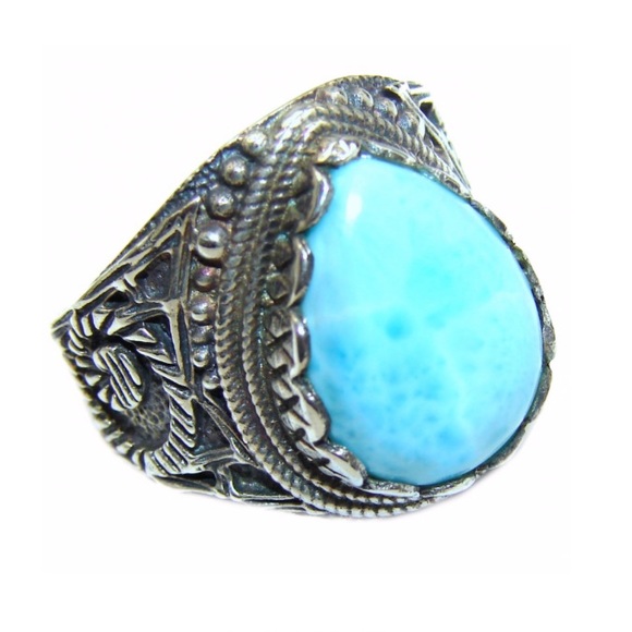 Seville Jewelry - STERLING SILVER NATURAL LARIMAR RING
